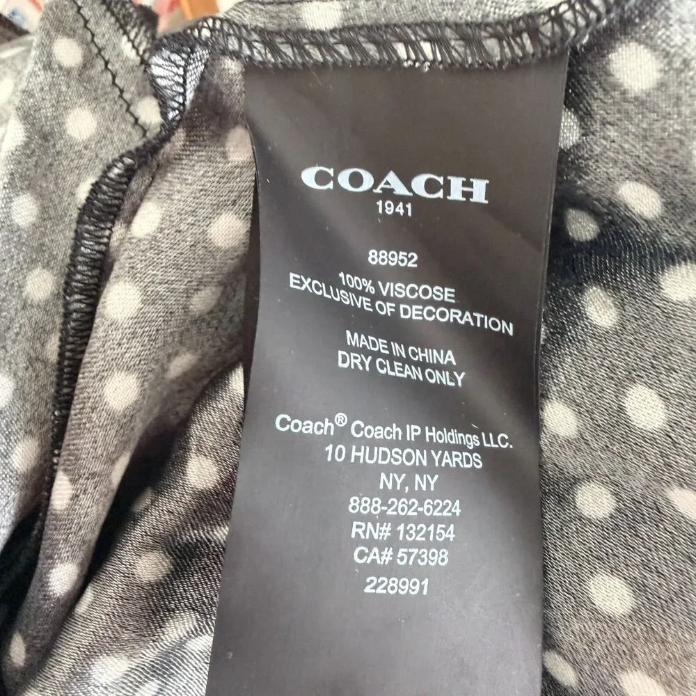 Coach 0 Polka Dot Bib Dress Long Sleeve Mini Shift Women’s Party Designer Preppy